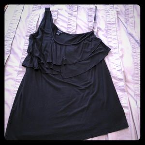 Black One Shoulder Sleeveless Blouse